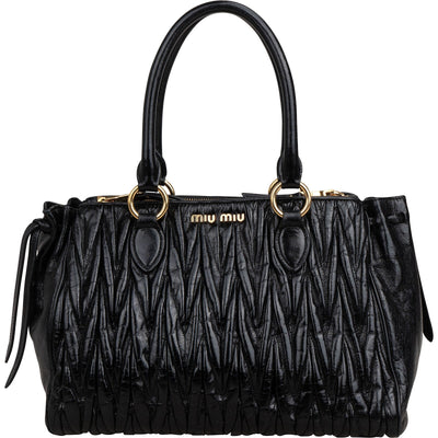 Miu Miu Matelassé Vitello Lux Bow Handbag