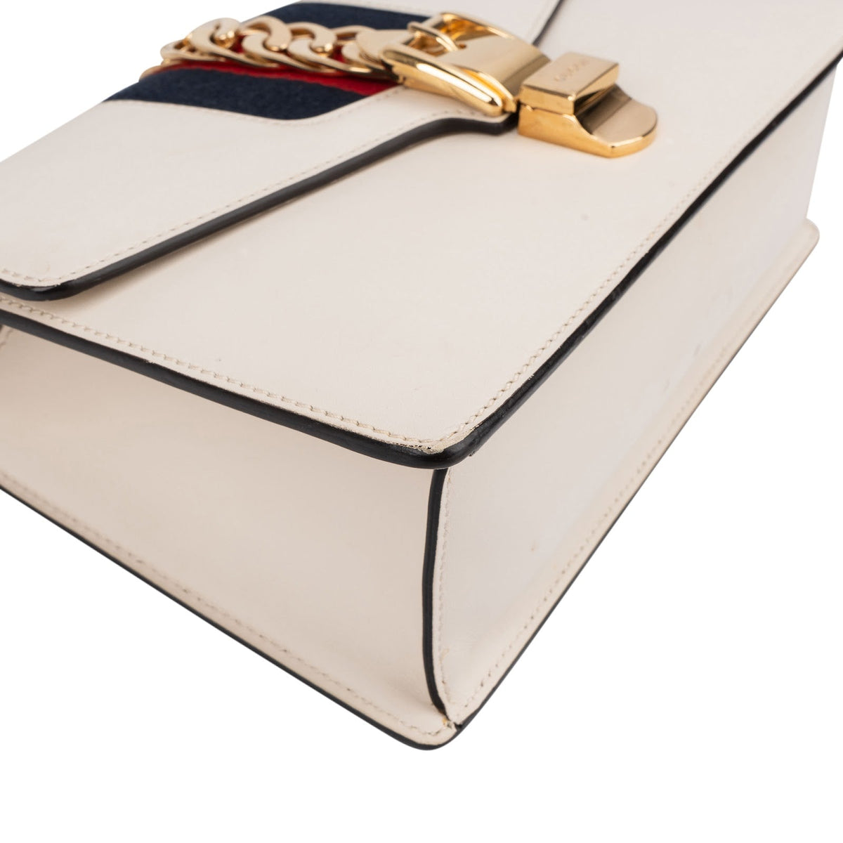 Gucci White Leather Sylvie Shoulder Bag