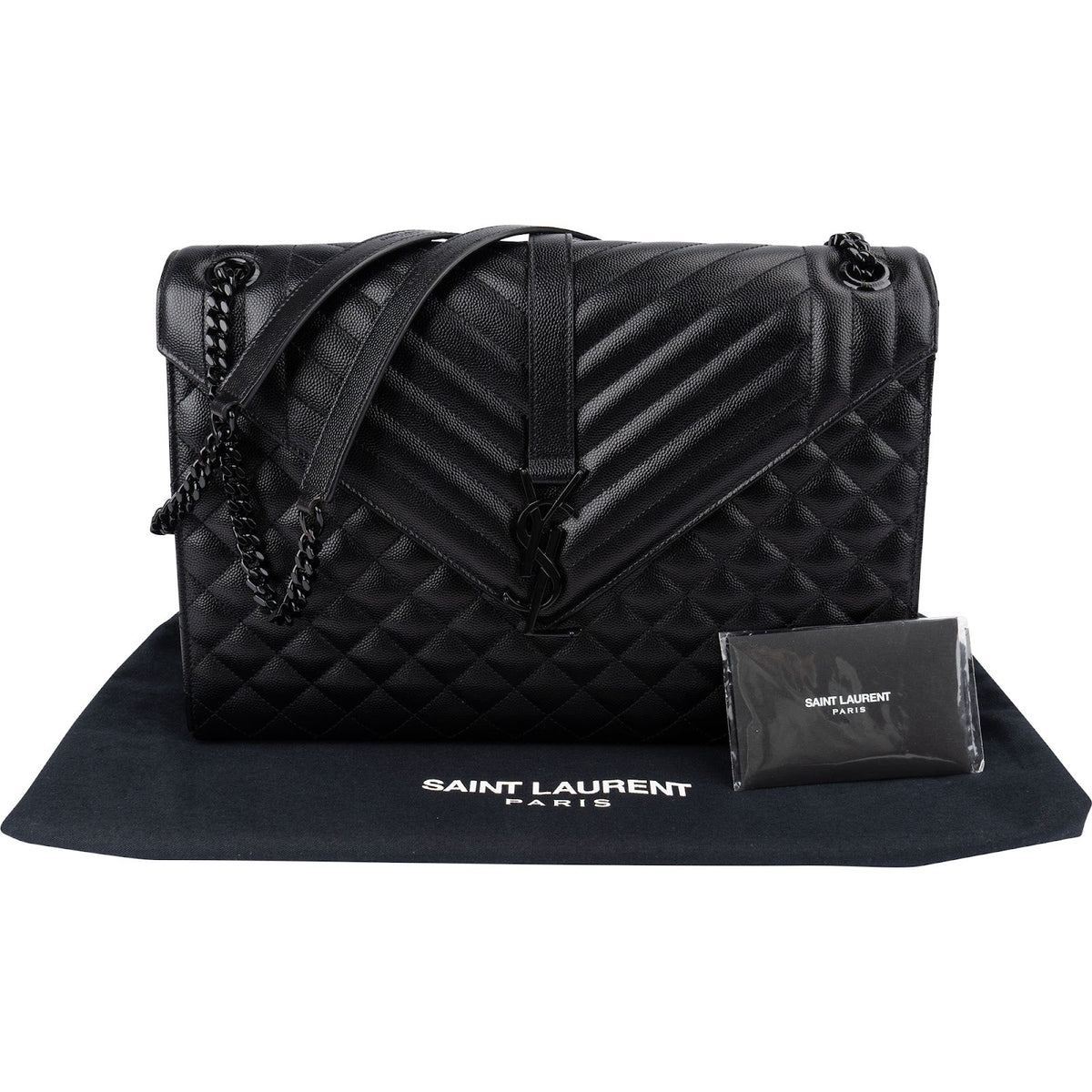 Saint Laurent Grain De Poudre Leather Large Envelope Crossbody Bag