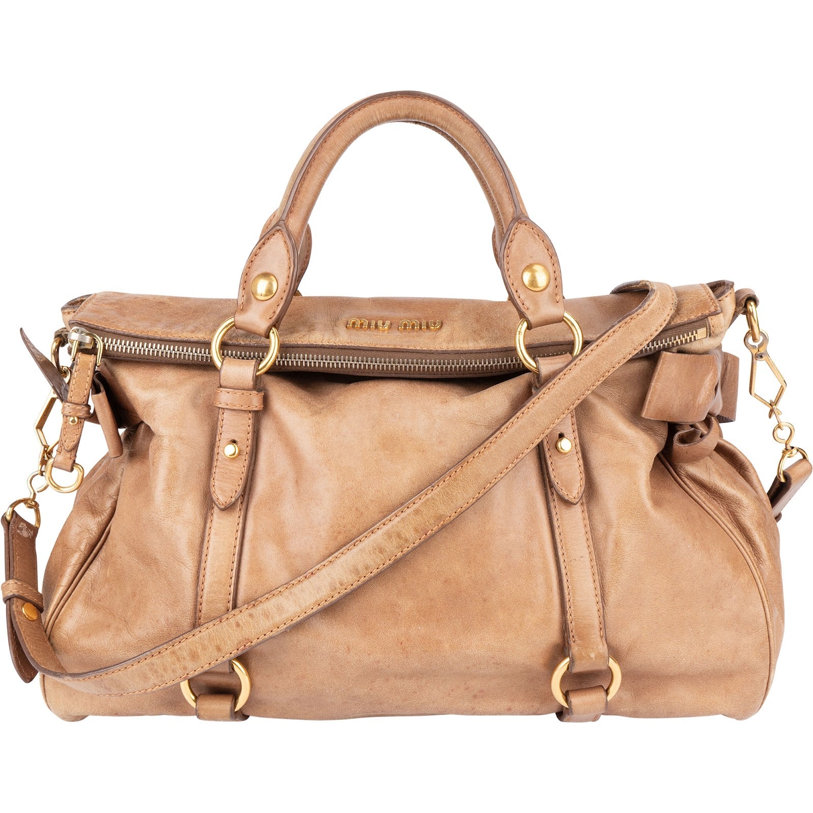 Miu Miu Vitello Lux Bow Shoulder Bag