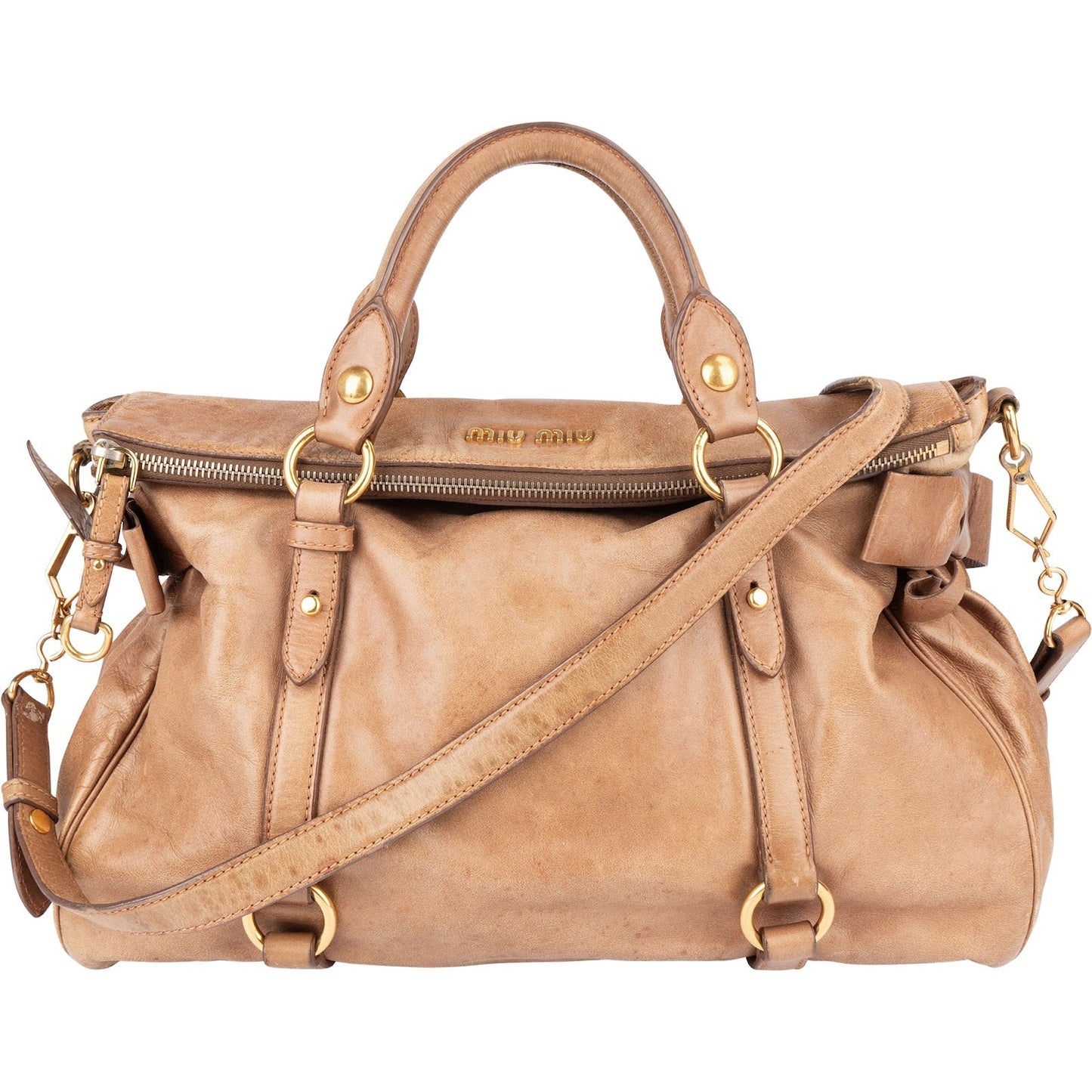 Miu Miu Vitello Lux Bow Shoulder Bag