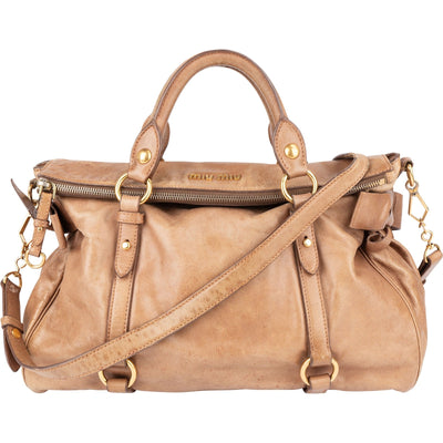 Miu Miu Vitello Lux Bow Shoulder Bag