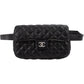 Chanel Noir Quilted Lambskin Palladium Uniform Belt Bag