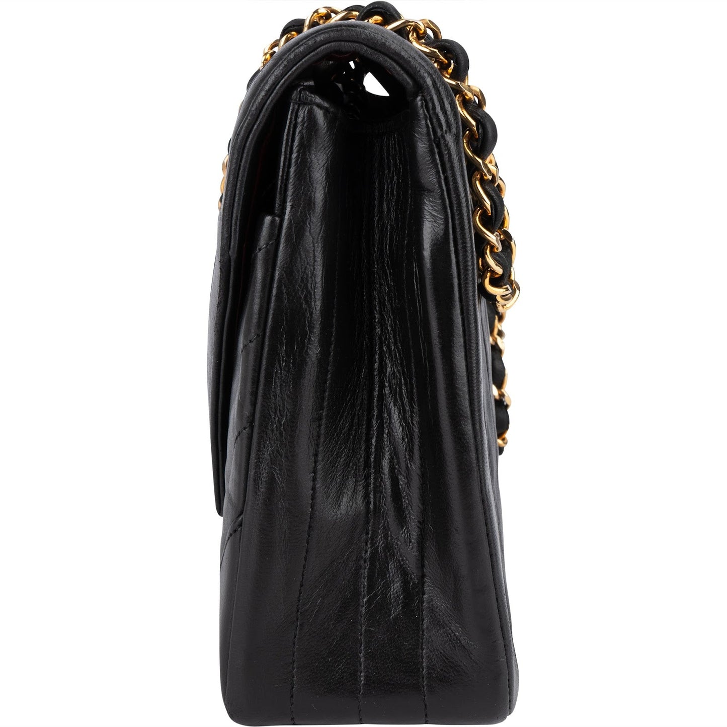 Chanel Chevron Lambskin 24K Gold Single Flap Shoulder Bag