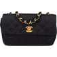 Chanel Black Quilted Satin 24K Gold Mini Single Flap Crossbody Bag