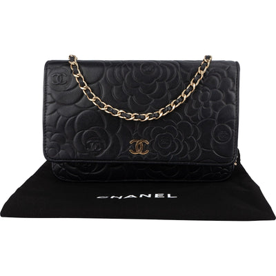 Chanel Embossed Leather Camellia Wallet On Chain Crossbody Bag