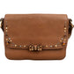 Miu Miu Brown Grained Leather Studded Bow Shoulder Bag