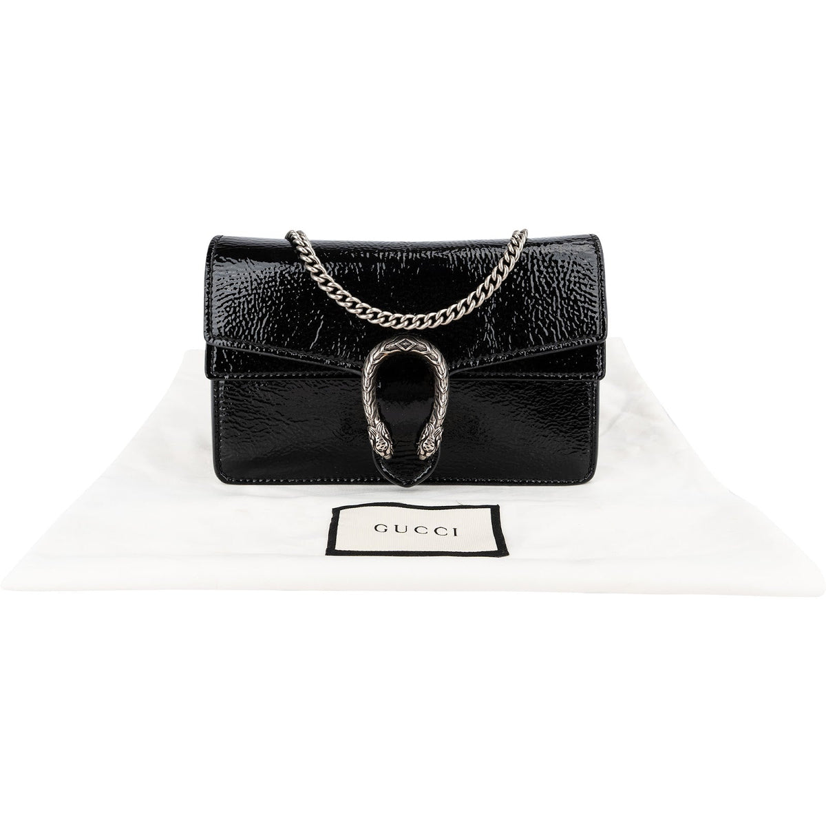 Gucci Wrinkled Patent Leather Dionysus Super Mini Crossbody Bag