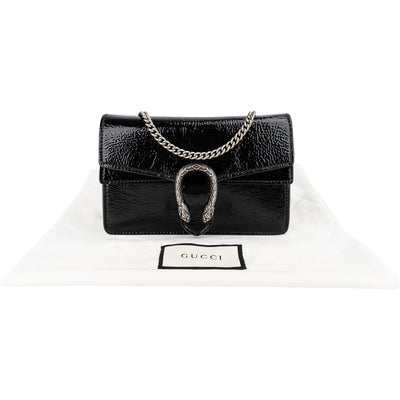 Gucci Wrinkled Patent Leather Dionysus Super Mini Crossbody Bag