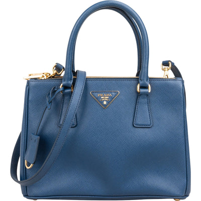 Prada Blue Saffiano Leather Small Galleria Handbag