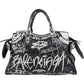 Balenciaga Graffiti Print Leather Neo Cagole City Handbag