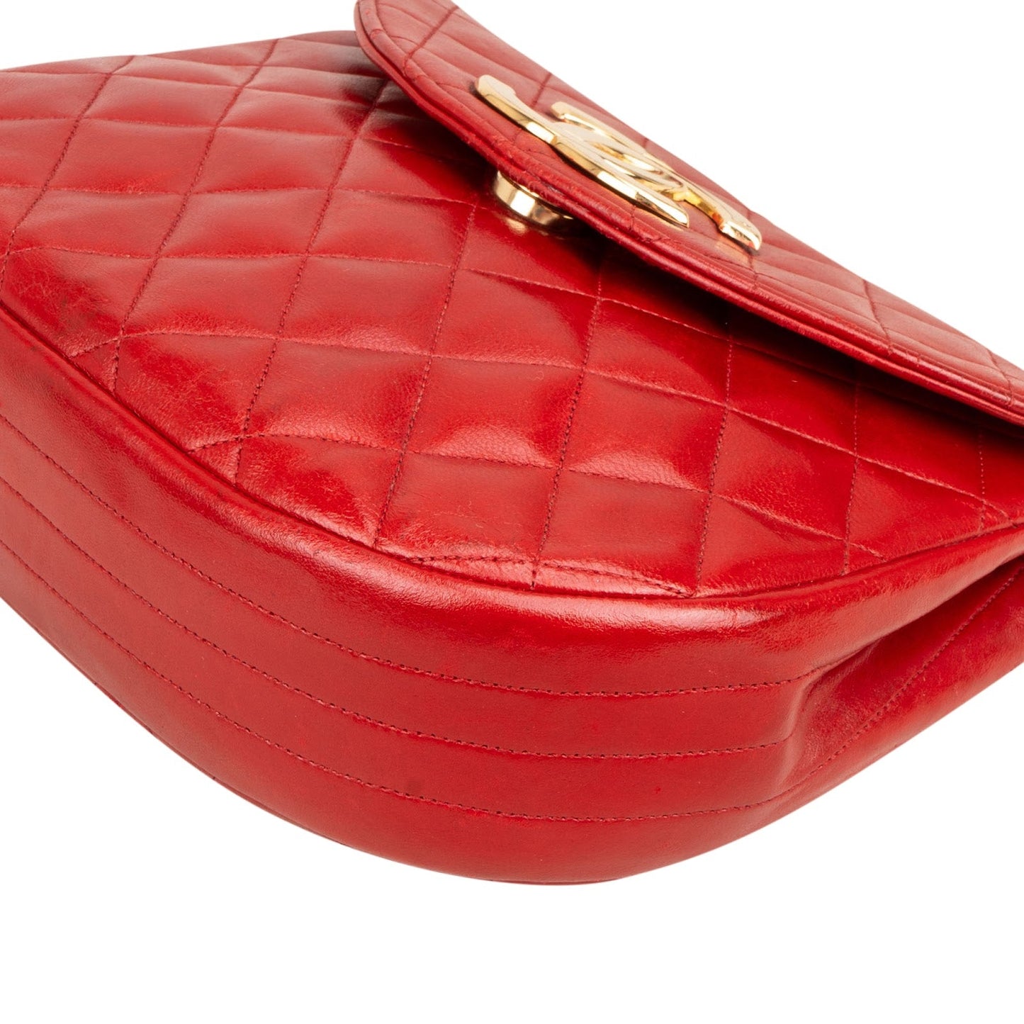 Chanel Quilted Lambskin Half Moon Single Flap Crossbody Bag