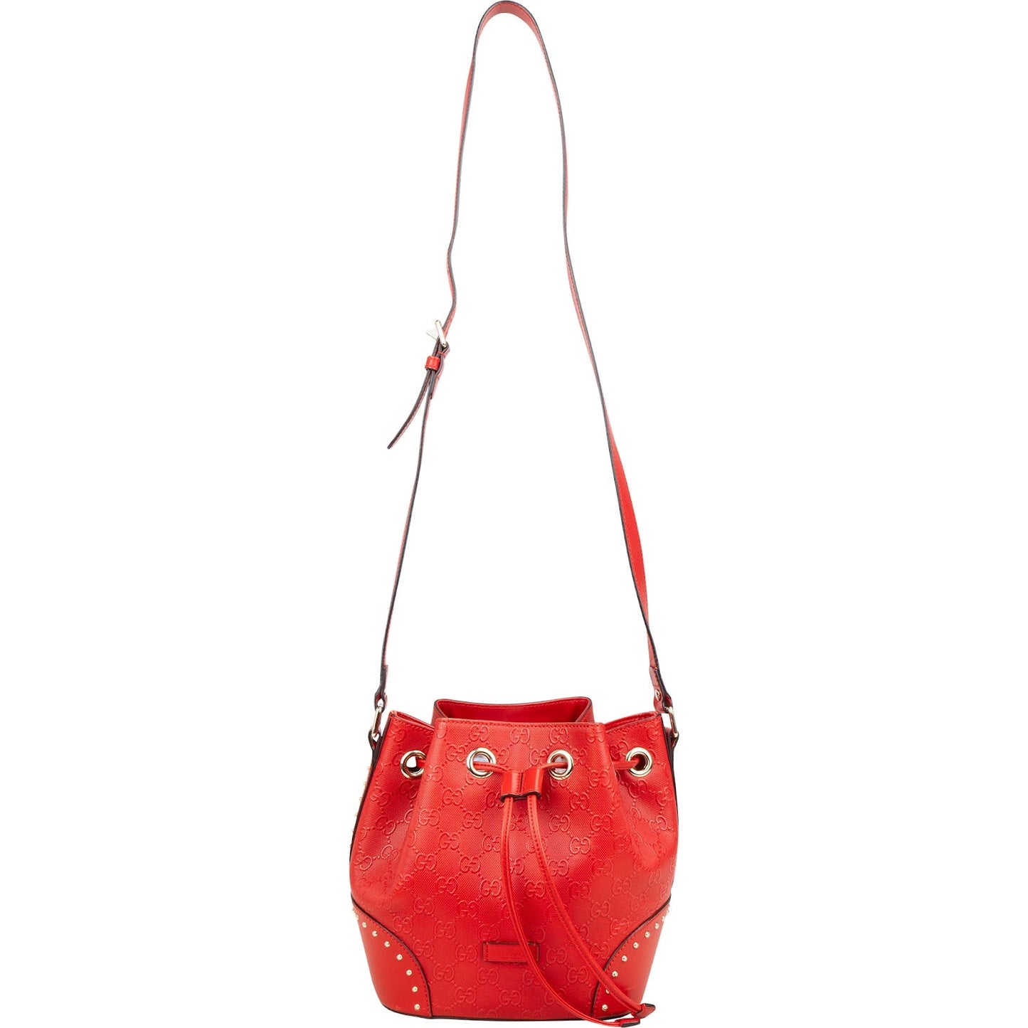 Gucci Guccissima Leather Studded Bucket Crossbody Bag
