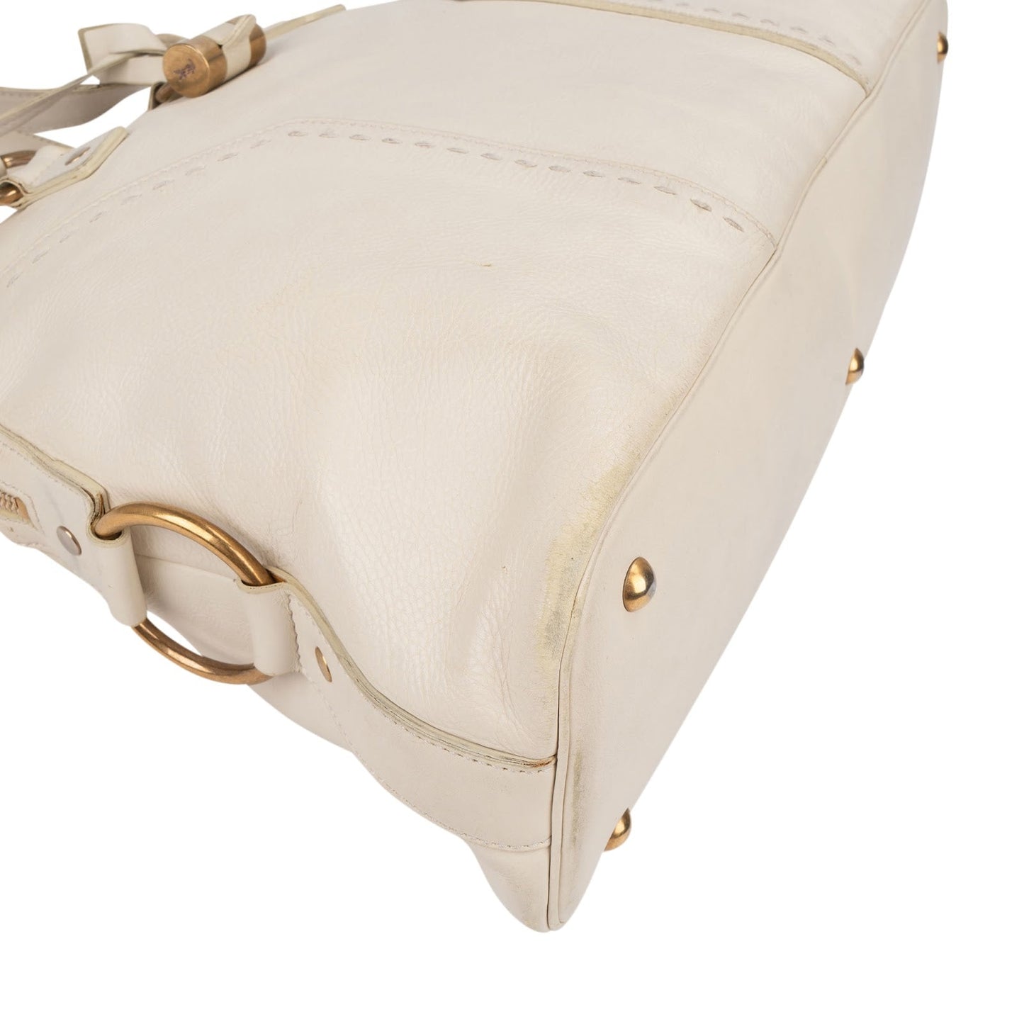 Yves Saint Laurent White Leather Medium Muse Handbag