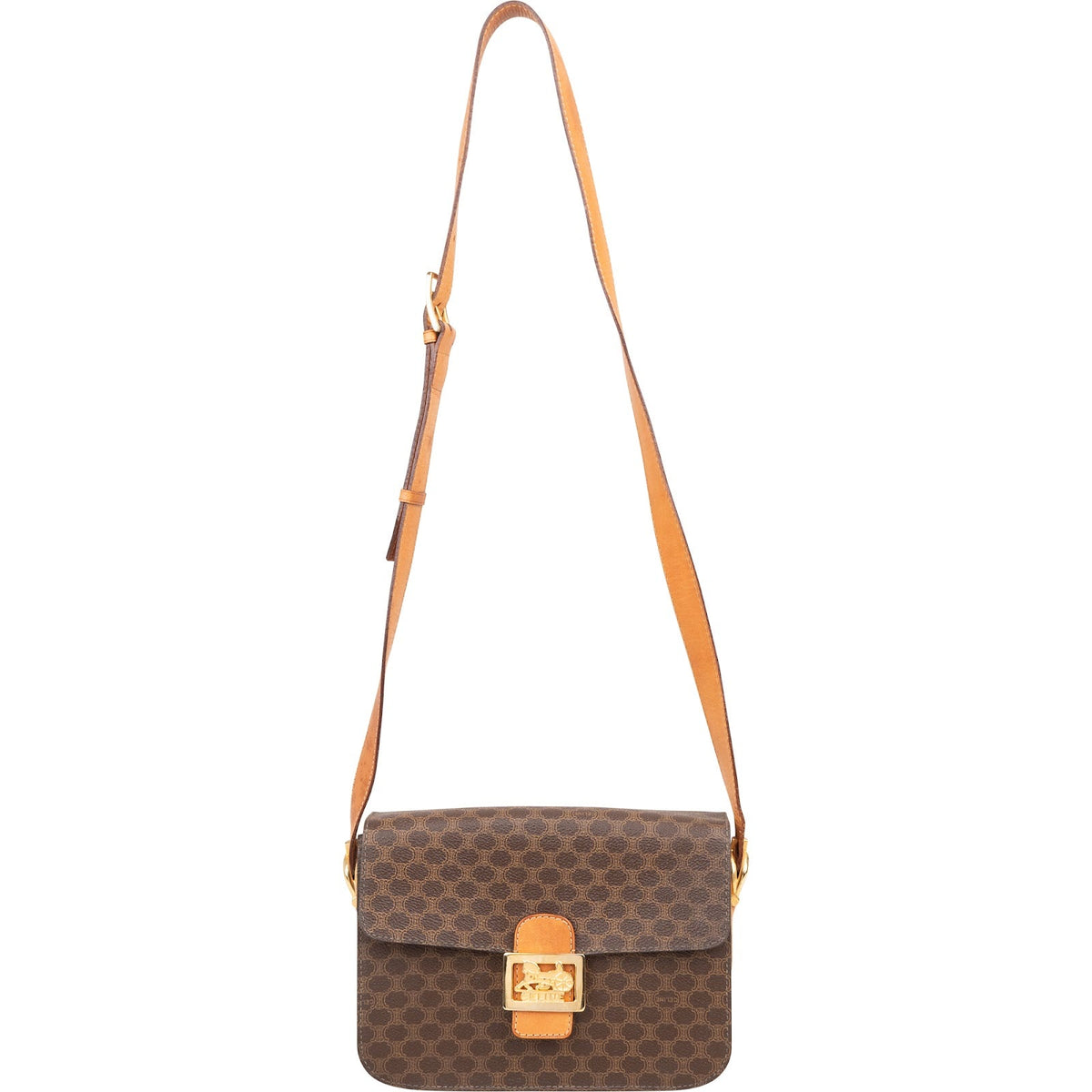 Celine Macadam Canvas Triomphe Flap Crossbody Bag