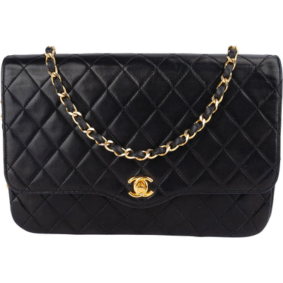 Chanel Quilted Lambskin 24K Gold Single Flap Crossbody Bag