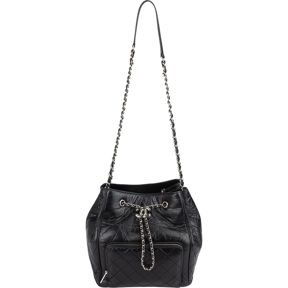 Chanel Quilted Calfskin CC Chain Drawstring Bucket Shoulder Bag