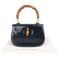 Gucci Navy Smooth Leather Bamboo Top Handle Bag Handbag