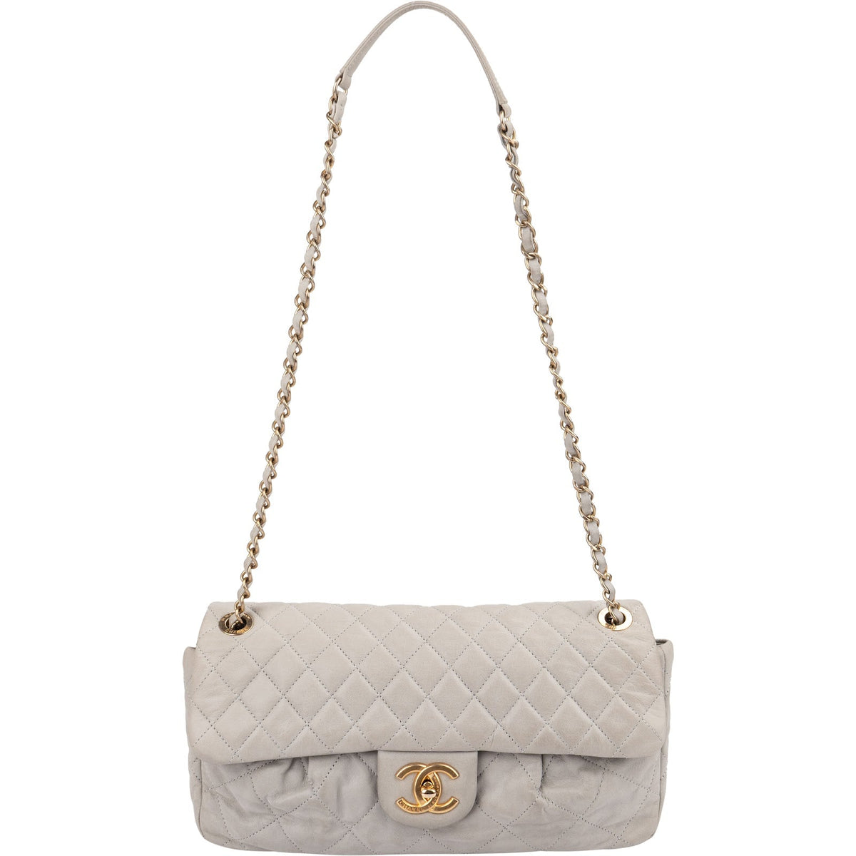 Chanel Quilted Nubuc Easy Single Flap Shoulder Bag