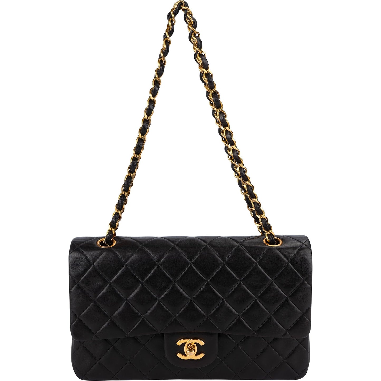 Chanel Quilted Lambskin 24K Gold Medium Double Flap Shoulder Bag