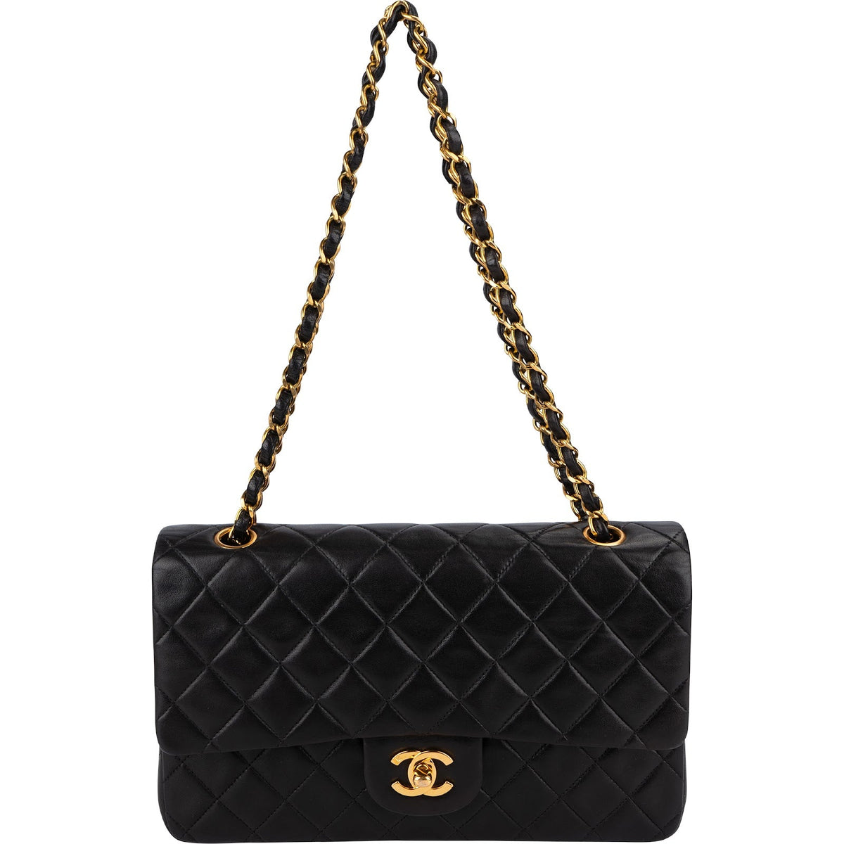 Chanel Quilted Lambskin 24K Gold Medium Double Flap Shoulder Bag