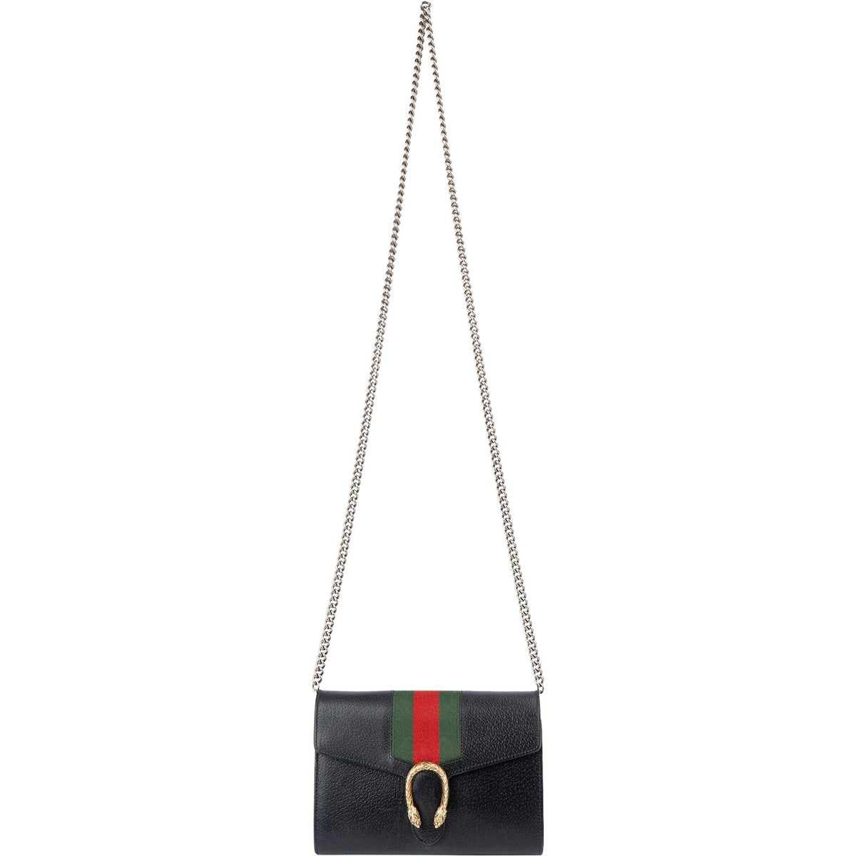Gucci Leather Dionysus Web Stripe Wallet On Chain Crossbody Bag