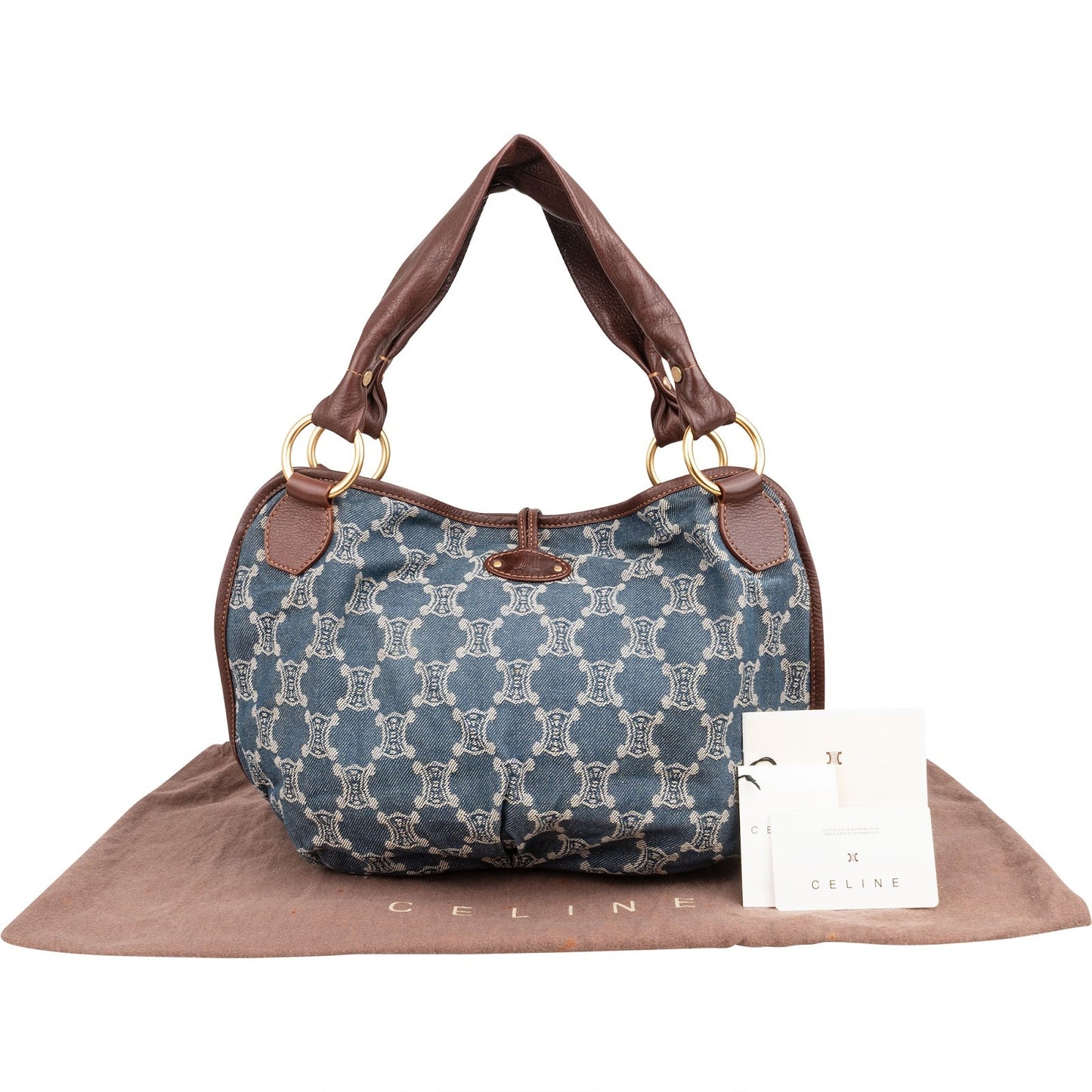 Céline Denim Macadam Monogram Hobo Shoulder Bag