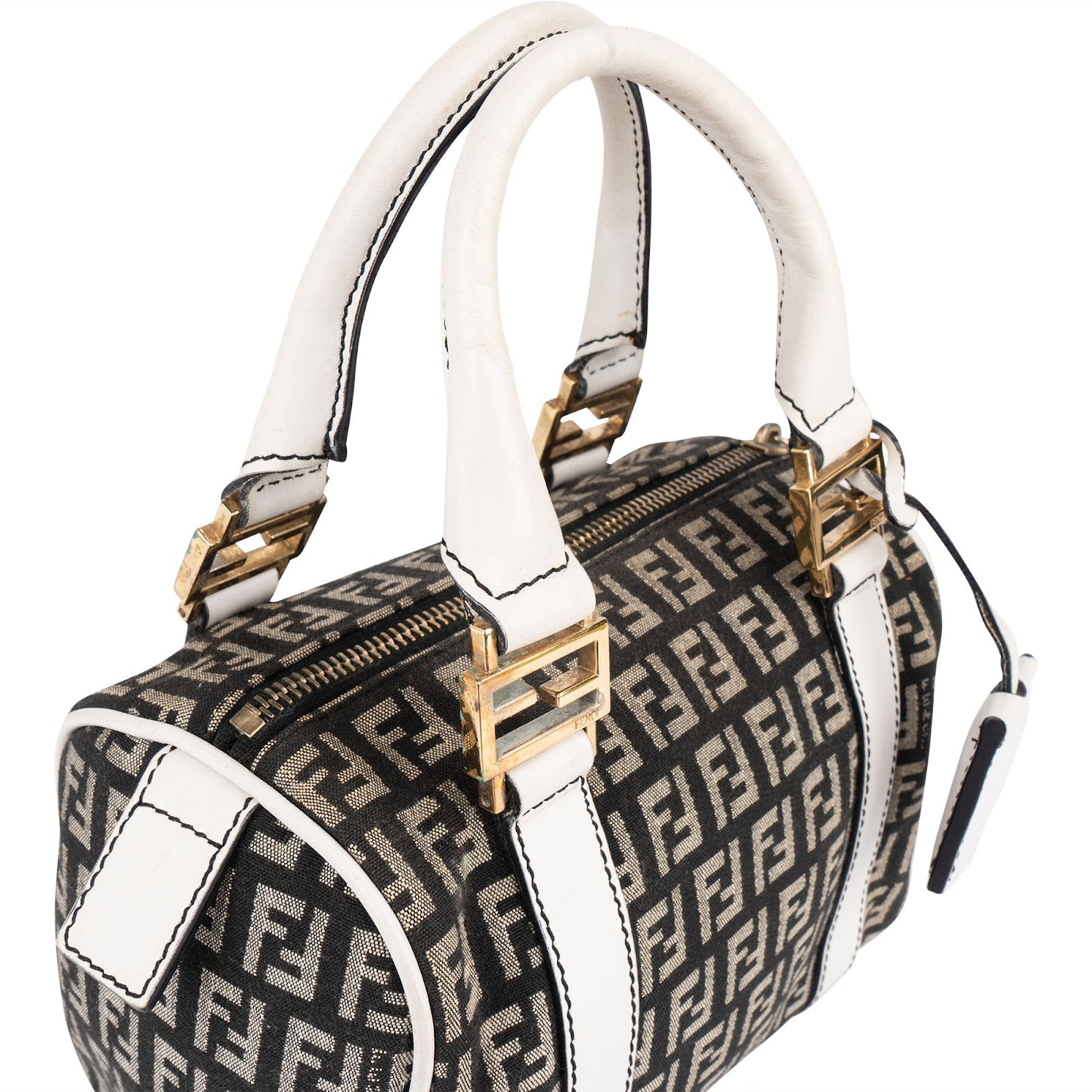 Fendi Monogram FF Mini Boston Handbag