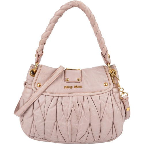 Miu Miu Matelassé Mappa Leather Small Coffer City Shoulder Bag