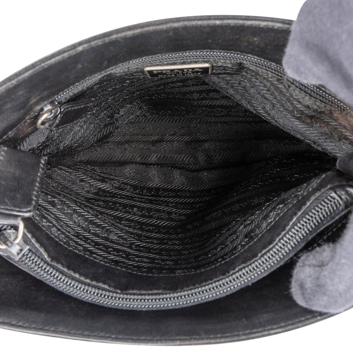 Prada Black Nappa Leather Triangle Tote Handbag