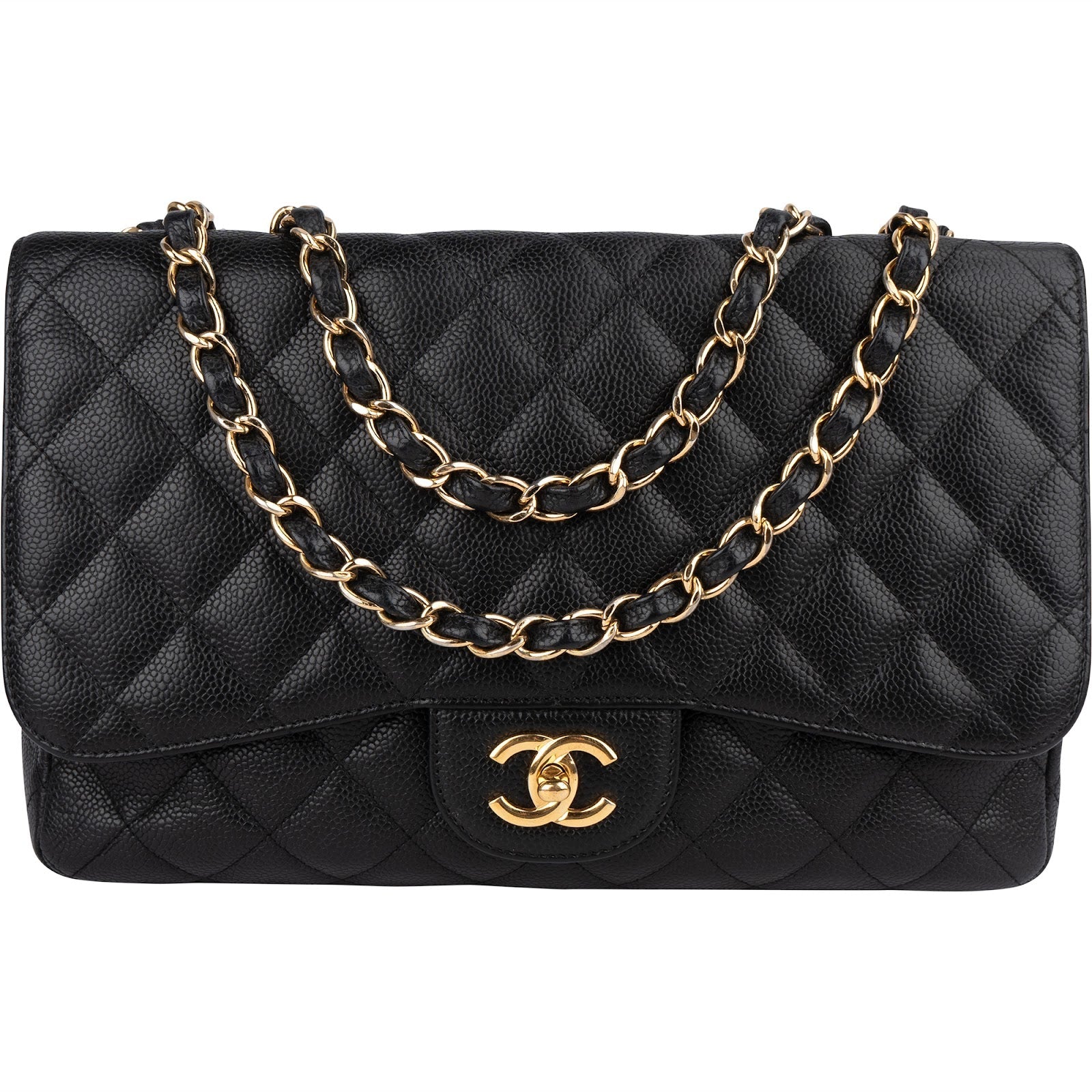 Chanel Quilted Caviar Leather Jumbo Single Flap Crossbody Bag