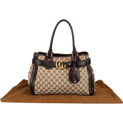 Gucci Monogram GG Canvas Leather Running Handbag