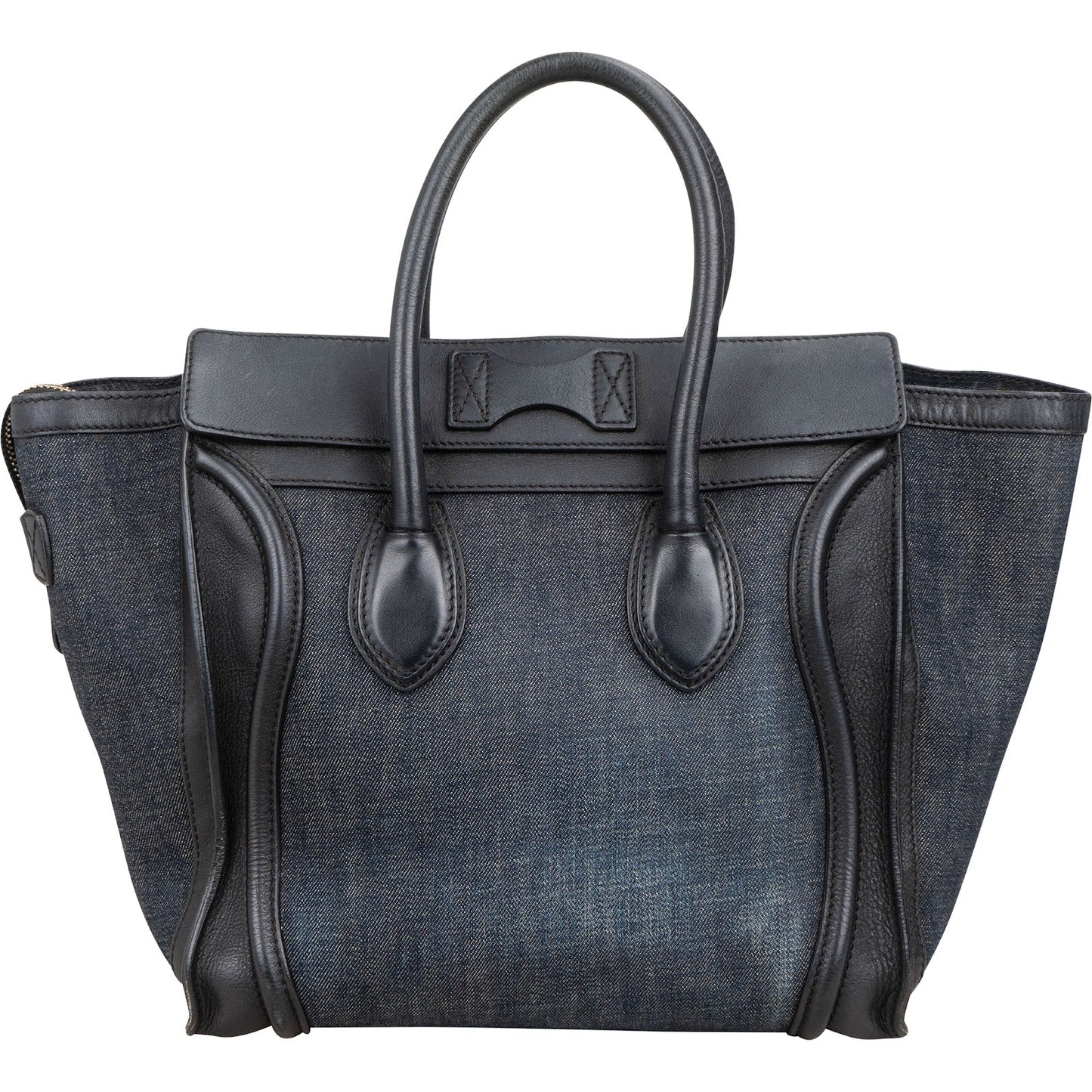Céline Denim & Leather Luggage Tote Handbag