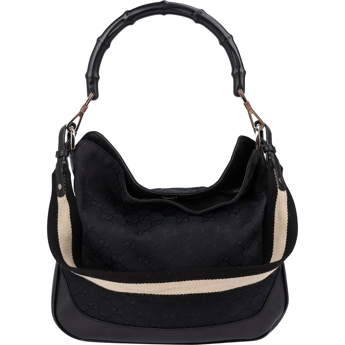 Gucci Monogram GG Canvas Bamboo Handle Shoulder Handbag