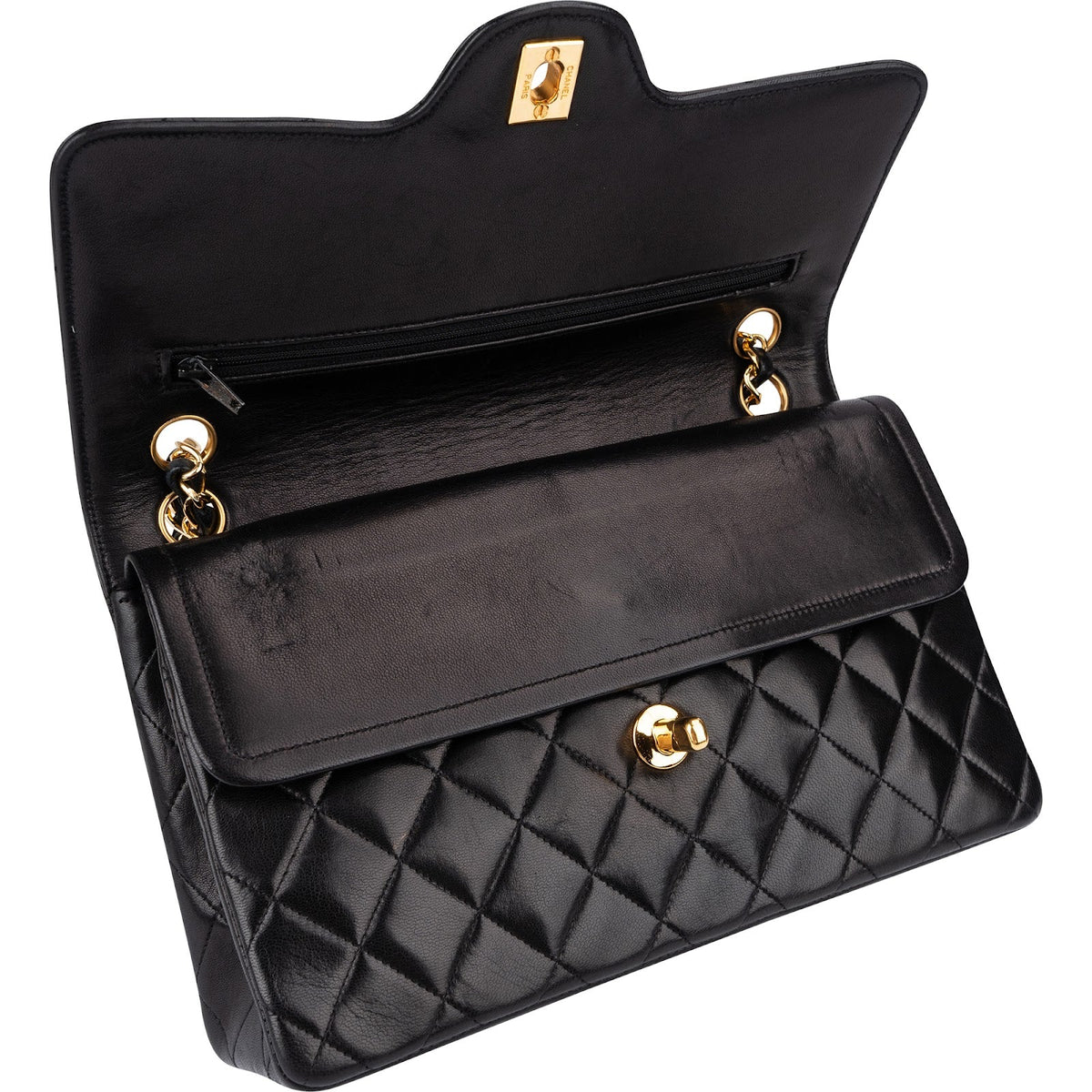 Chanel Quilted Lambskin 24K Gold Jumbo Double Flap Shoulder Bag