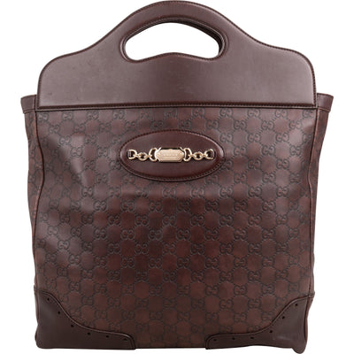 Gucci Guccissima Leather Punch Top Handle Horsebit Large Tote Handbag