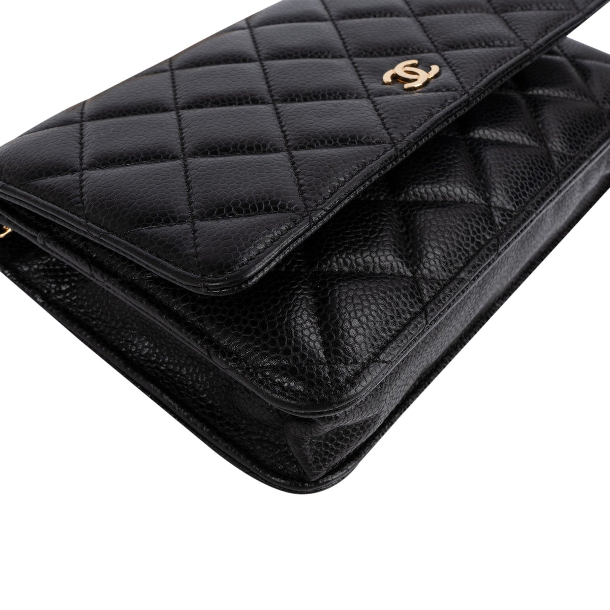 Chanel Quilted Caviar Leather Wallet On Chain Crossbody Bag