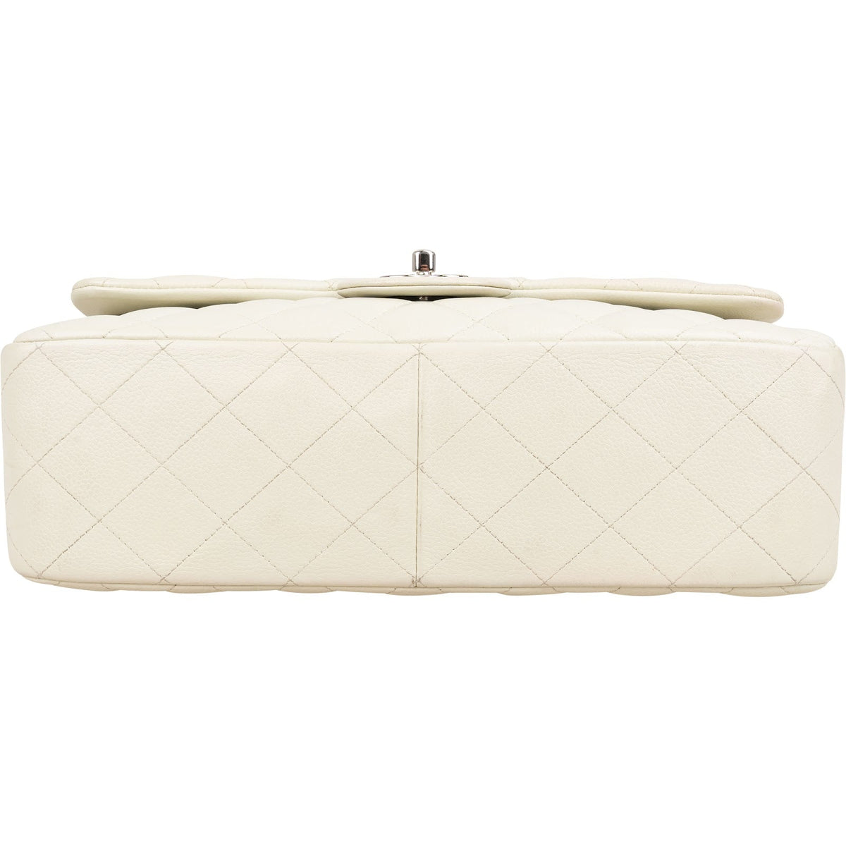 Chanel Quilted Caviar Leather Palladium Jumbo Double Flap Crossbody Bag