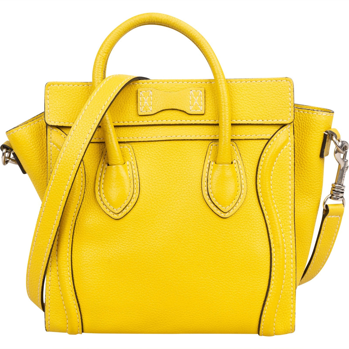 Céline Yellow Grained Leather Luggage Nano Crossbody Handbag
