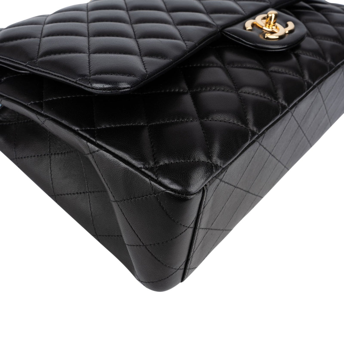 Chanel Quilted Lambskin Gold Maxi Double Flap Crossbody Bag
