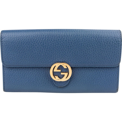 Gucci Pebbled Leather Interlocking GG Continental Wallet