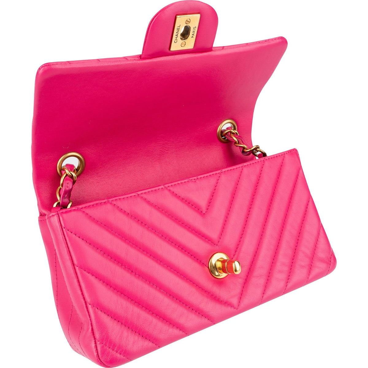 Chanel Quilted Chevron Lambskin Small Single Flap Crossbody Bag
