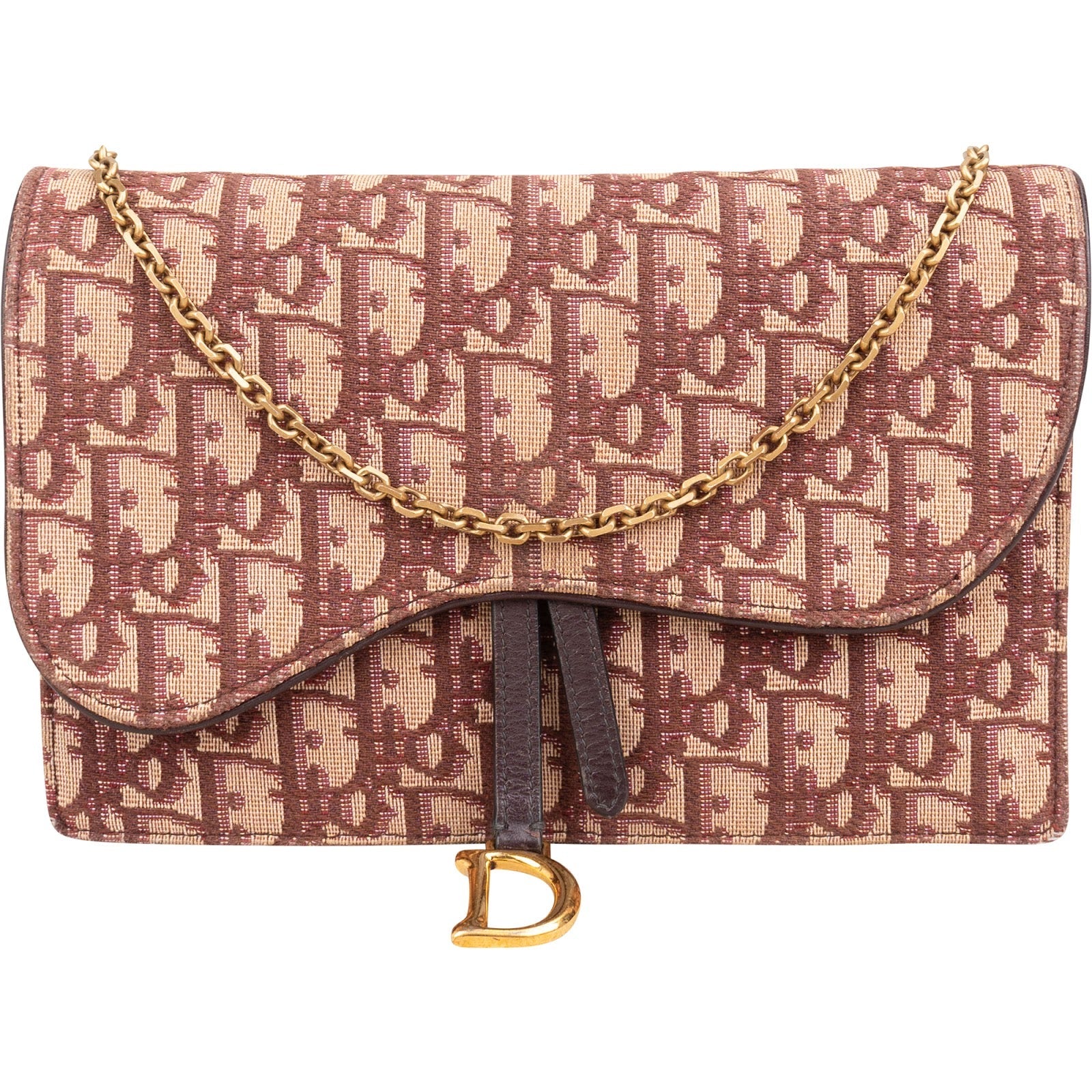 Christian Dior Trotter Monogram Canvas Saddle Wallet On Chain Crossbody Bag