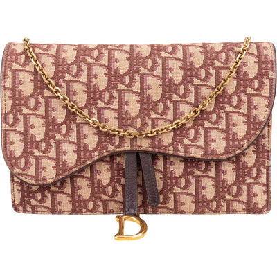 Christian Dior Trotter Monogram Canvas Saddle Wallet On Chain Crossbody Bag