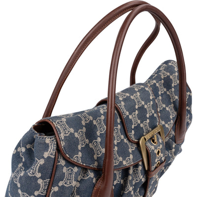 Celine Denim Macadam Monogram Buckle Handbag