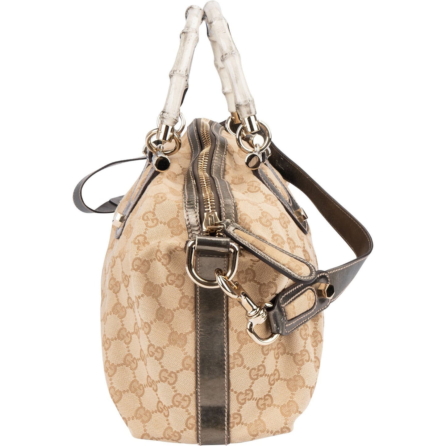 Gucci Monogram GG Bamboo Top Handle Handbag