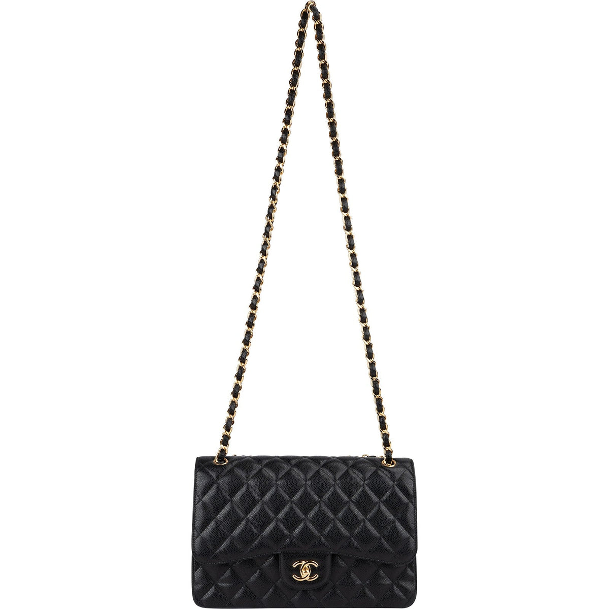 Chanel Quilted Caviar Leather Jumbo Double Flap Crossbody Bag