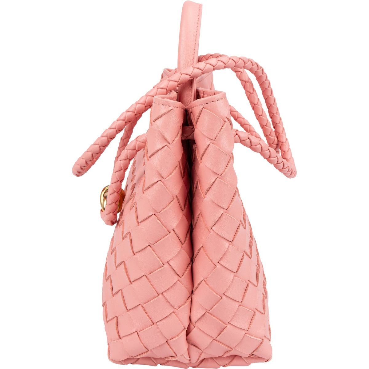 Bottega Veneta Pink Intrecciato Leather Small Andiamo Tote Handbag