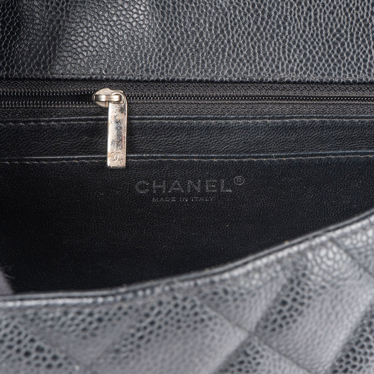 Chanel Quilted Caviar Leather Palladium Maxi Single Flap Crossbody Bag