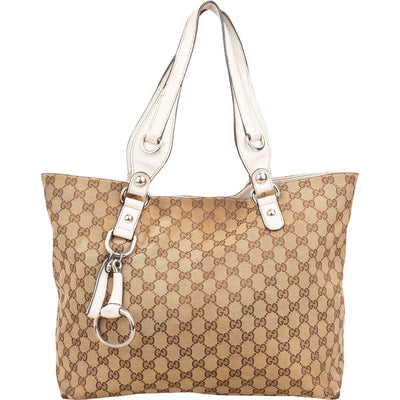 Gucci Monogram GG Canvas Abbey Horsebit Tote Shoulder Bag